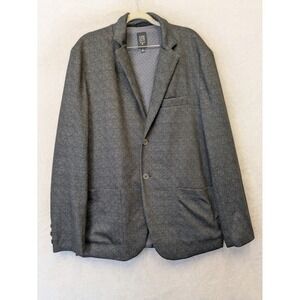 Construct Blazer Men's L Gray Herringbone Two Button Stretch Modern Sport Coat